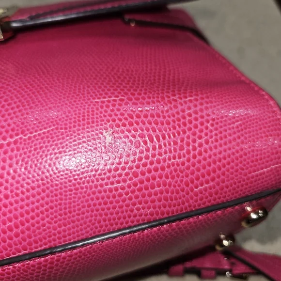 HENRI BENDEL Pink Handbag, Pink Snake Skin Purse, Some Peeling, See Pics - Picture 3 of 9